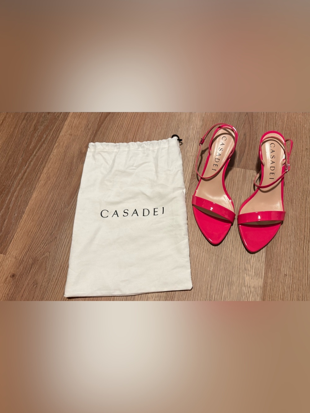Casadei Pink Patent Leather Strappy Heels